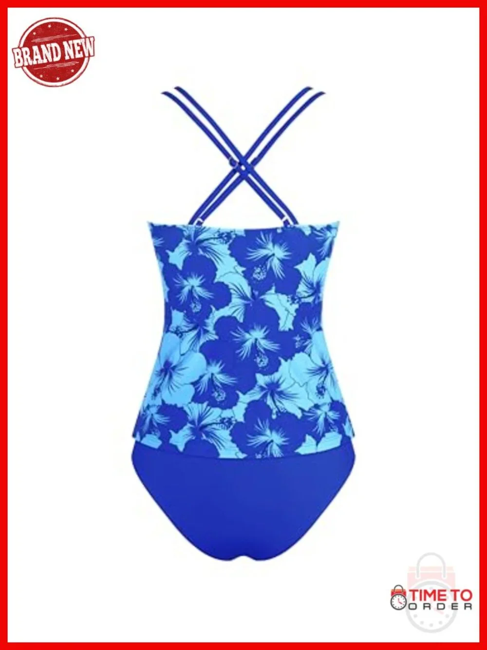 Tankini Swim Set V Neck Push Up Top High Waisted Tummy Control Bottom